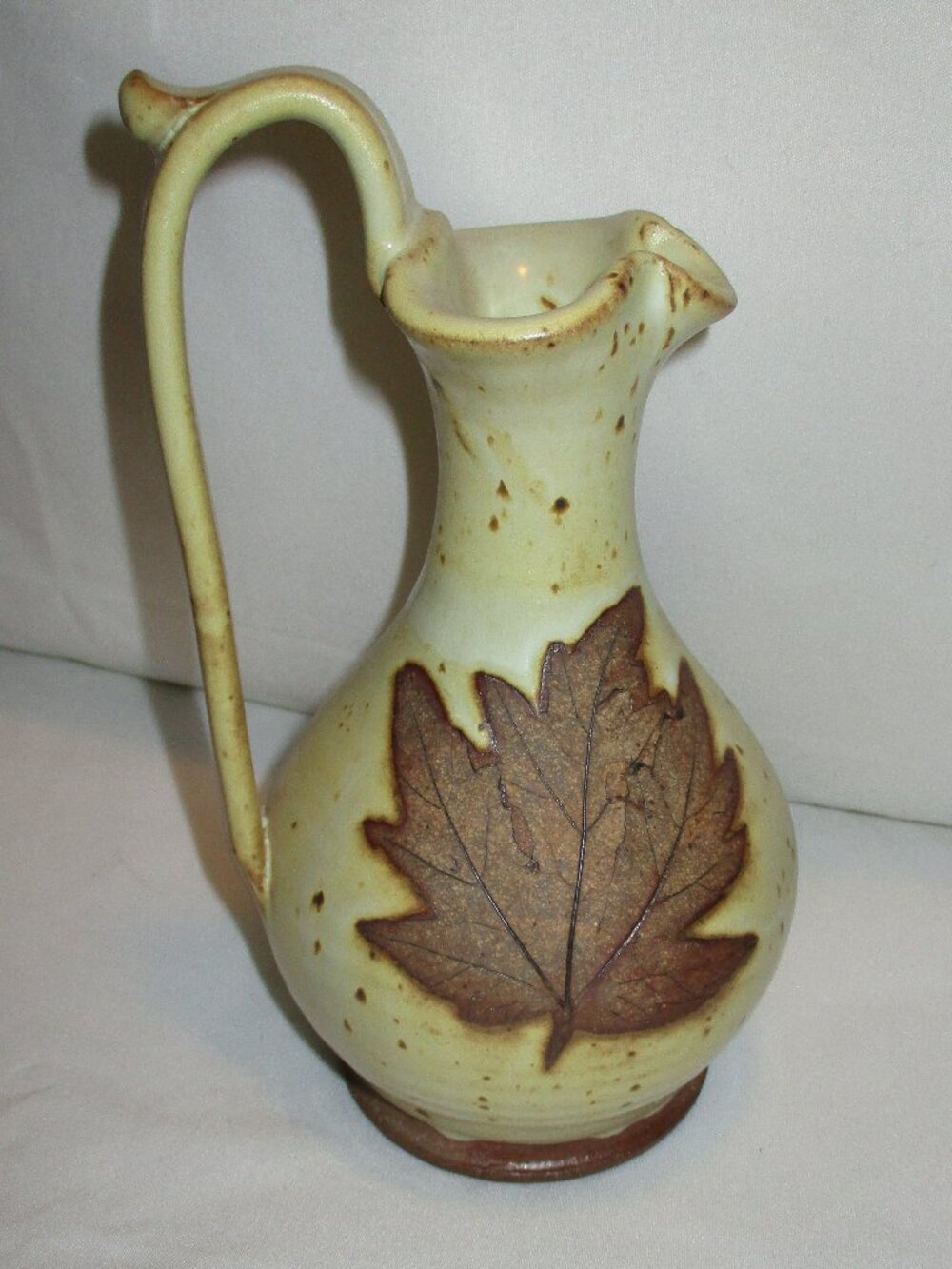 2007 ALEWINE POTTERY 6.5" PITCHER WITH MAPLE LEAF IMPRINT